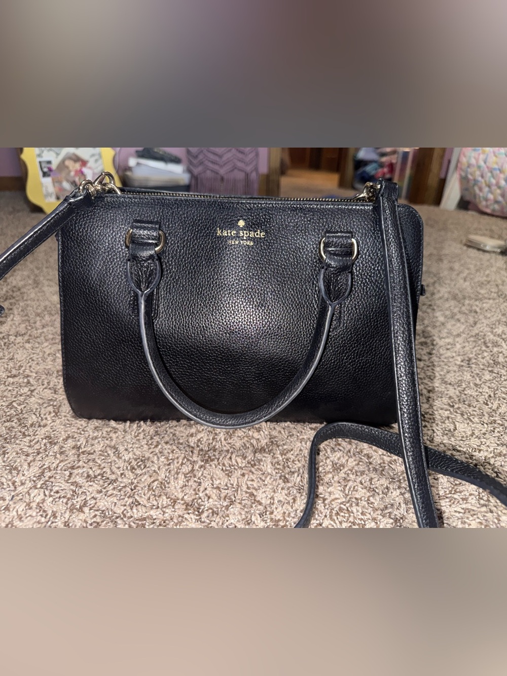 Kate Spade Black Textured Satchel